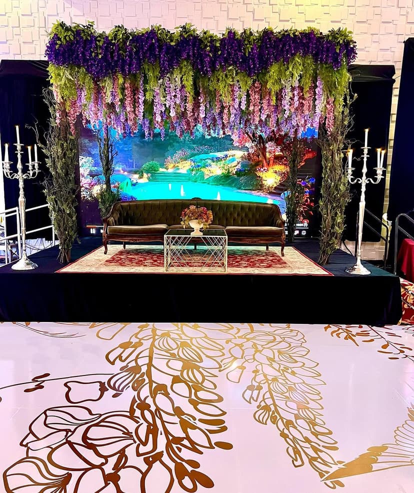 Gold floral dance floor design